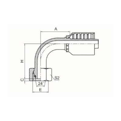 90°公制內螺紋24°錐帶O形圈輕系列 ISO 12151-2 DIN 3865 20591-RW