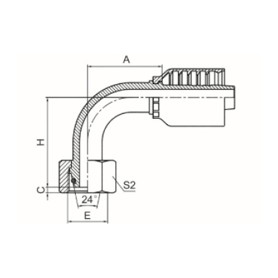 90°公制內螺紋24°錐帶O形圈輕系列 ISO 12151-2 DIN 3865 20491-RW