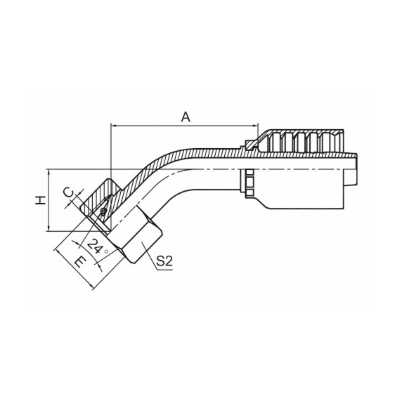 45°公制內螺紋24°錐帶O形圈輕系列 ISO 12151-2 DIN 3865 20441-RW 