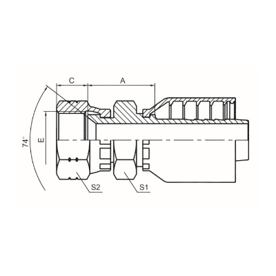 美制JIC內螺紋74°內錐面雙六角 SAE J514 26711D-RW