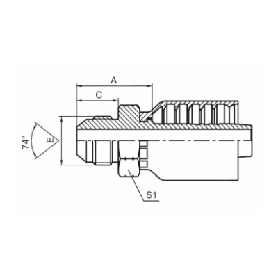 美制JIC外螺紋74°外錐面 ISO 8434-2 SAE J514 16711-RW