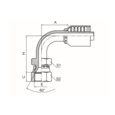 90°日本公制內螺紋60°內錐面 28691-RW