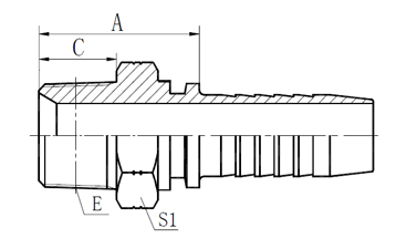      BSPT 外絲接頭  型號 螺紋E 軟管內徑 HOSE BORE 尺寸DIMENSIONS  PART NO THREAD E 公稱內徑DN 標號DASH A C S1  F0-130-02-03 R1/8"X28 5 03 22 10 12  F0-130-02-04 R1/8"X28 6 04 22.5 10 12  F0-130-04-04 R1/4"X19 6 04 27 14.5 14  F0-130-04-05 R1/4"X19 8 05 25 15.4 14  F0-130-04-06 R1/4"X19 10 06 27 14.5 17  F0-130-06-04 R3/8"X19 6 04 27.5 15 17  F0-130-06-05 R3/8"X19 8 05 26.5 15 17  F0-130-06-06 R3/8"X19 10 06 27.5 15 17  F0-130-06-08 R3/8"X19 12 08 30 15 19  F0-130-08-06 R1/2"X14 10 06 34.5 20 22  F0-130-08-08 R1/2"X14 12 08 35 20 22  F0-130-08-10 R1/2"X14 6 10 38 20 22  F0-130-08-12 R1/2"X14 20 12 38 20 27  F0-130-12-08 R3/4"X14 12 08 37 20 27  F0-130-12-10 R3/4"X14 16 10 38 20 27  F0-130-12-12 R3/4"X14 20 12 38.5 20 27  F0-130-12-16 R3/4"X14 25 16 39.5 20 32  F0-130-16-12 R1"X11 20 12 44 25.5 36  F0-130-16-16 R1"X11 25 16 45 25.5 36  F0-130-20-20 R1.1/4"X14 32 20 49.5 26.5 46  F0-130-24-24 R1.1/4"X14 40 24 51.5 26.5 50  F0-130-32-24 R1.1/2"X14 40 24 57 30 65  F0-130-32-32 R2"X14 50 32 57 30 65  注：如需SS304材質型號為F0-130S-**-** , 材質可選 S：SS304 SS：SS316 C：碳鋼        NPT外絲接頭  型號 螺紋E 軟管內徑 HOSE BORE 尺寸DIMENSIONS  PART NO THREAD E 公稱內徑DN 標號DASH A C S1  F0-156S-02-03 Z1/8"X27 5 03 22.5 10.5 12  F0-156S-02-04 Z1/8"X27 6 04 22.5 10.5 12  F0-156S-04-03 Z1/4"X18 5 03 27.5 15 17  F0-156S-04-04 Z1/4"X18 6 04 28 15 17  F0-156S-04-05 Z1/4"X18 8 05 28 15 17  F0-156S-04-06 Z1/4"X18 10 06 27 15 17  F0-156S-06-04 Z3/8"X18 6 04 28 16 19  F0-156S-06-05 Z3/8"X18 8 05 28 16 19  F0-156S-06-06 Z3/8"X18 10 06 30 16 19  F0-156S-06-08 Z3/8"X18 12 08 30.5 16 19  F0-156S-08-06 Z1/2"X14 10 06 34.5 19.5 22  F0-156S-08-08 Z1/2"X14 12 08 34.5 19.5 22  F0-156S-08-10 Z1/2"X14 16 10 36 19.5 22  F0-156S-12-08 Z3/4"X14 12 08 37.5 19.5 27  F0-156S-12-10 Z3/4"X14 16 10 38 19.5 27  F0-156S-12-12 Z3/4"X14 20 12 38.5 19.5 27  F0-156S-12-16 Z3/4"X14 25 16 39.5 19.5 32  F0-156S-16-10 Z1"X11.5 16 10 45 25.5 36  F0-156S-16-12 Z1"X11.5 20 12 45 25.5 36  F0-156S-16-16 Z1"X11.5 25 16 44.5 25.5 36  F0-156S-20-16 Z1.14"X11.5 25 16 49.5 26.5 46  F0-156S-20-20 Z1.14"X11.5 32 20 49 26.5 46  F0-156S-24-24 Z1.12"X11.5 40 24 51 27.5 50  F0-156S-32-32 Z2"X11.5 50 32 55 27.5 65  注：如需SS316材質編碼為F0-156SS-xx-xx , 材質可選 S：SS304 SS：SS316 C：碳鋼        G螺紋外絲接頭  型號 螺紋E 軟管內徑 HOSE BORE 尺寸DIMENSIONS  PART NO THREAD E 公稱內徑DN 標號DASH A C S1  F0-126S-02-03 G1/8"X28 5 03 22 10 12  F0-126S-04-04 G1/4"X19 6 04 24.5 12 14  F0-126S-06-05 G3/8"X19 8 05 26 13.5 17  F0-126S-06-06 G3/8"X19 10 06 27.5 13.5 17  F0-126S-06-08 G3/8"X19 12 08 26.5 16 19  F0-126S-08-06 G1/2"X14 10 06 30.5 16 22  F0-126S-08-08 G1/2"X14 12 08 31 17.5 22  F0-126S-10-08 G5/8"X14 12 08 32.5 17.5 24  F0-126S-10-10 G5/8"X14 16 10 33.5 18.5 24  F0-126S-12-08 G3/4"X14 12 08 35.5 18.5 27  F0-126S-12-10 G3/4"X14 16 10 37 18.5 27  F0-126S-12-12 G3/4"X14 20 12 36.5 20.5 27  F0-126S-16-12 G1"X11 20 12 40.5 20.5 36  F0-126S-16-16 G1"X11 25 16 41.5 20.5 36  F0-126S-20-16 G1.1/4"X11 25 16 43.5 20.5 46  F0-126S-20-20 G1.1/4"X11 32 20 44.5 20.5 46  F0-126S-24-20 G1.1/2"X11 32 20 49 23 50  F0-126S-24-24 G1.1/2"X11 40 24 46 23 50  F0-126S-32-32 G2"X11 50 32 53.5 25.5 65  注：如需SS316材質編碼為F0-126SS-xx-xx , 材質可選 S：SS304 SS：SS316 C：碳鋼    產品：外絲接頭  品牌：RIGFLEX 工業(yè)接頭 低壓接頭  簡介：RIGFLEX外絲接頭，廣泛用于海洋、石油、化工、港口、礦山、汽車、農業(yè)、航天工程，工業(yè)建設，城市建設等連接領域。