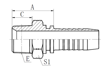      BSPT 外絲接頭  型號 螺紋E 軟管內徑 HOSE BORE 尺寸DIMENSIONS  PART NO THREAD E 公稱內徑DN 標號DASH A C S1  F0-130-02-03 R1/8"X28 5 03 22 10 12  F0-130-02-04 R1/8"X28 6 04 22.5 10 12  F0-130-04-04 R1/4"X19 6 04 27 14.5 14  F0-130-04-05 R1/4"X19 8 05 25 15.4 14  F0-130-04-06 R1/4"X19 10 06 27 14.5 17  F0-130-06-04 R3/8"X19 6 04 27.5 15 17  F0-130-06-05 R3/8"X19 8 05 26.5 15 17  F0-130-06-06 R3/8"X19 10 06 27.5 15 17  F0-130-06-08 R3/8"X19 12 08 30 15 19  F0-130-08-06 R1/2"X14 10 06 34.5 20 22  F0-130-08-08 R1/2"X14 12 08 35 20 22  F0-130-08-10 R1/2"X14 6 10 38 20 22  F0-130-08-12 R1/2"X14 20 12 38 20 27  F0-130-12-08 R3/4"X14 12 08 37 20 27  F0-130-12-10 R3/4"X14 16 10 38 20 27  F0-130-12-12 R3/4"X14 20 12 38.5 20 27  F0-130-12-16 R3/4"X14 25 16 39.5 20 32  F0-130-16-12 R1"X11 20 12 44 25.5 36  F0-130-16-16 R1"X11 25 16 45 25.5 36  F0-130-20-20 R1.1/4"X14 32 20 49.5 26.5 46  F0-130-24-24 R1.1/4"X14 40 24 51.5 26.5 50  F0-130-32-24 R1.1/2"X14 40 24 57 30 65  F0-130-32-32 R2"X14 50 32 57 30 65  注：如需SS304材質型號為F0-130S-**-** , 材質可選 S：SS304 SS：SS316 C：碳鋼        NPT外絲接頭  型號 螺紋E 軟管內徑 HOSE BORE 尺寸DIMENSIONS  PART NO THREAD E 公稱內徑DN 標號DASH A C S1  F0-156S-02-03 Z1/8"X27 5 03 22.5 10.5 12  F0-156S-02-04 Z1/8"X27 6 04 22.5 10.5 12  F0-156S-04-03 Z1/4"X18 5 03 27.5 15 17  F0-156S-04-04 Z1/4"X18 6 04 28 15 17  F0-156S-04-05 Z1/4"X18 8 05 28 15 17  F0-156S-04-06 Z1/4"X18 10 06 27 15 17  F0-156S-06-04 Z3/8"X18 6 04 28 16 19  F0-156S-06-05 Z3/8"X18 8 05 28 16 19  F0-156S-06-06 Z3/8"X18 10 06 30 16 19  F0-156S-06-08 Z3/8"X18 12 08 30.5 16 19  F0-156S-08-06 Z1/2"X14 10 06 34.5 19.5 22  F0-156S-08-08 Z1/2"X14 12 08 34.5 19.5 22  F0-156S-08-10 Z1/2"X14 16 10 36 19.5 22  F0-156S-12-08 Z3/4"X14 12 08 37.5 19.5 27  F0-156S-12-10 Z3/4"X14 16 10 38 19.5 27  F0-156S-12-12 Z3/4"X14 20 12 38.5 19.5 27  F0-156S-12-16 Z3/4"X14 25 16 39.5 19.5 32  F0-156S-16-10 Z1"X11.5 16 10 45 25.5 36  F0-156S-16-12 Z1"X11.5 20 12 45 25.5 36  F0-156S-16-16 Z1"X11.5 25 16 44.5 25.5 36  F0-156S-20-16 Z1.14"X11.5 25 16 49.5 26.5 46  F0-156S-20-20 Z1.14"X11.5 32 20 49 26.5 46  F0-156S-24-24 Z1.12"X11.5 40 24 51 27.5 50  F0-156S-32-32 Z2"X11.5 50 32 55 27.5 65  注：如需SS316材質編碼為F0-156SS-xx-xx , 材質可選 S：SS304 SS：SS316 C：碳鋼        G螺紋外絲接頭  型號 螺紋E 軟管內徑 HOSE BORE 尺寸DIMENSIONS  PART NO THREAD E 公稱內徑DN 標號DASH A C S1  F0-126S-02-03 G1/8"X28 5 03 22 10 12  F0-126S-04-04 G1/4"X19 6 04 24.5 12 14  F0-126S-06-05 G3/8"X19 8 05 26 13.5 17  F0-126S-06-06 G3/8"X19 10 06 27.5 13.5 17  F0-126S-06-08 G3/8"X19 12 08 26.5 16 19  F0-126S-08-06 G1/2"X14 10 06 30.5 16 22  F0-126S-08-08 G1/2"X14 12 08 31 17.5 22  F0-126S-10-08 G5/8"X14 12 08 32.5 17.5 24  F0-126S-10-10 G5/8"X14 16 10 33.5 18.5 24  F0-126S-12-08 G3/4"X14 12 08 35.5 18.5 27  F0-126S-12-10 G3/4"X14 16 10 37 18.5 27  F0-126S-12-12 G3/4"X14 20 12 36.5 20.5 27  F0-126S-16-12 G1"X11 20 12 40.5 20.5 36  F0-126S-16-16 G1"X11 25 16 41.5 20.5 36  F0-126S-20-16 G1.1/4"X11 25 16 43.5 20.5 46  F0-126S-20-20 G1.1/4"X11 32 20 44.5 20.5 46  F0-126S-24-20 G1.1/2"X11 32 20 49 23 50  F0-126S-24-24 G1.1/2"X11 40 24 46 23 50  F0-126S-32-32 G2"X11 50 32 53.5 25.5 65  注：如需SS316材質編碼為F0-126SS-xx-xx , 材質可選 S：SS304 SS：SS316 C：碳鋼    產品：外絲接頭  品牌：RIGFLEX 工業(yè)接頭 低壓接頭  簡介：RIGFLEX外絲接頭，廣泛用于海洋、石油、化工、港口、礦山、汽車、農業(yè)、航天工程，工業(yè)建設，城市建設等連接領域。
